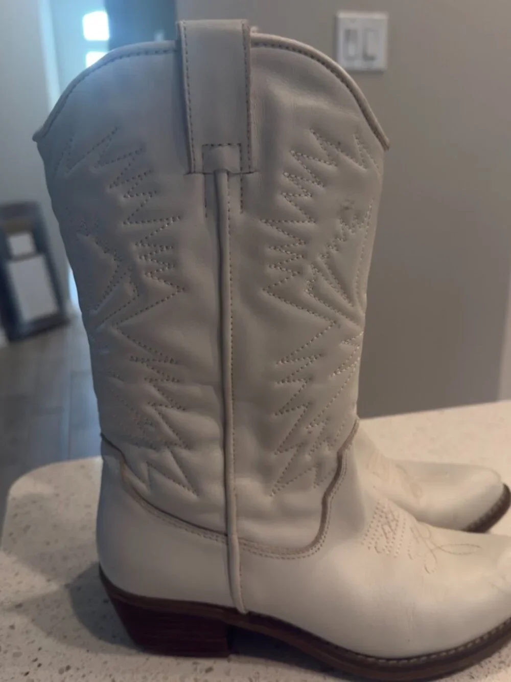 Steve Madden Hayward White Leather Western Cowgirl Boots Size 7